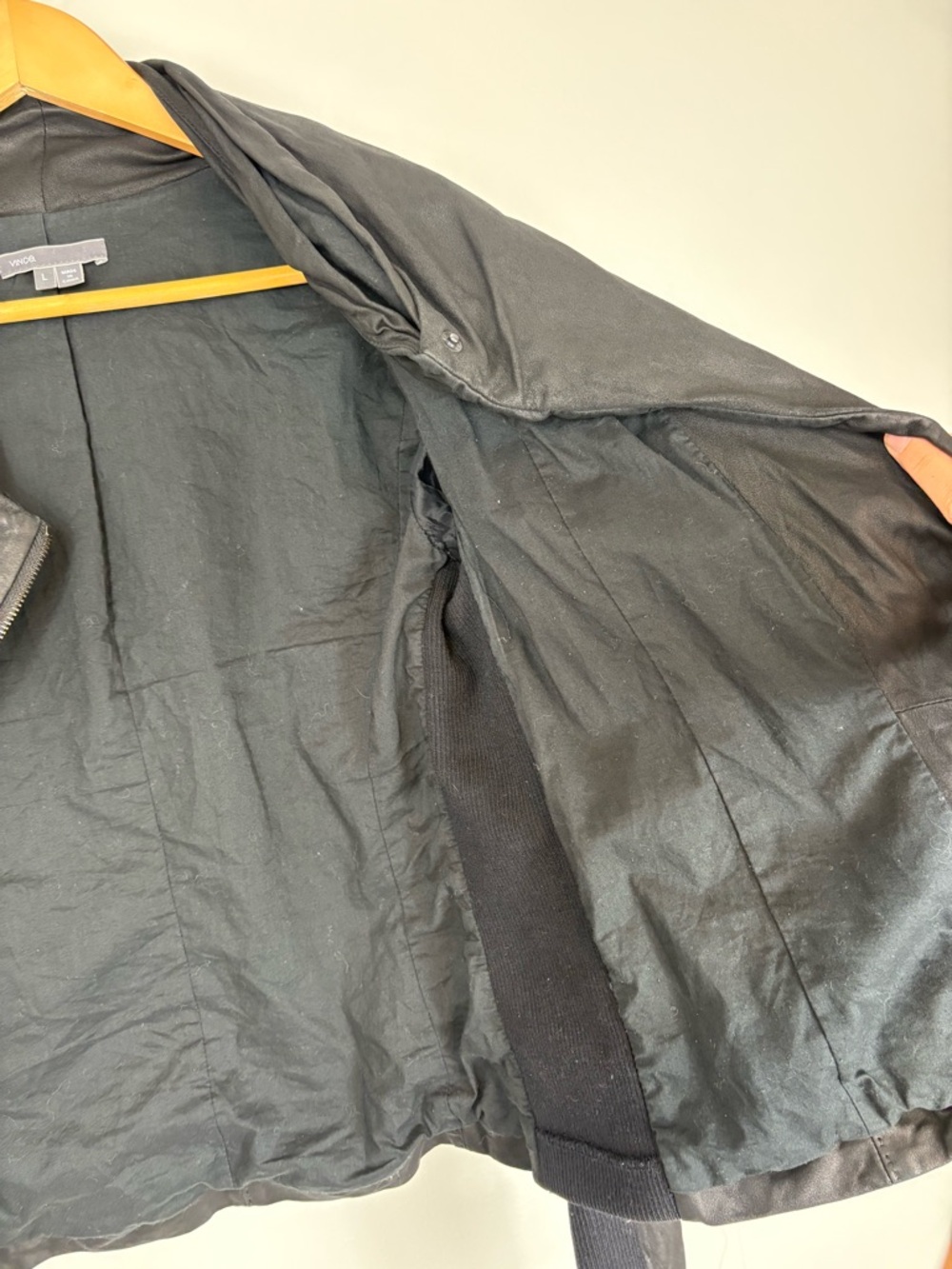 Vince Black Leather Scuba Jacket Sz L - Picture 12 of 14